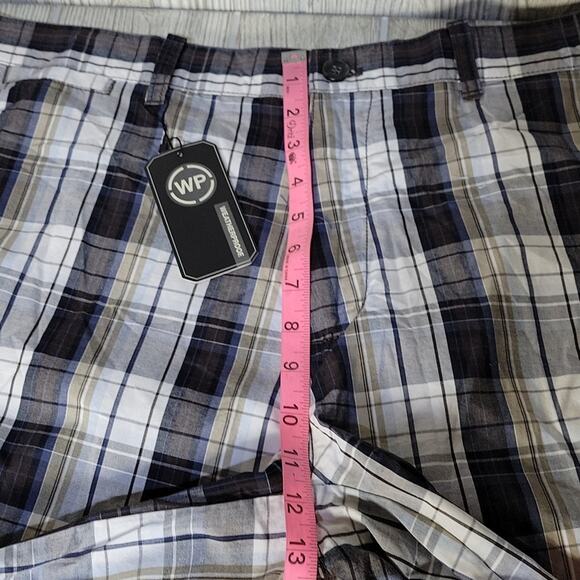 Weatherproof Plaid Blue/White/Dark Brown Shorts, Men's 40, NWT - Picture 10 of 11